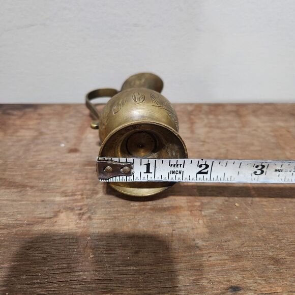 VTG MCM Brass Pitcher Etched Opium Knick Knack Bud Vase Tea - Picture 8 of 8